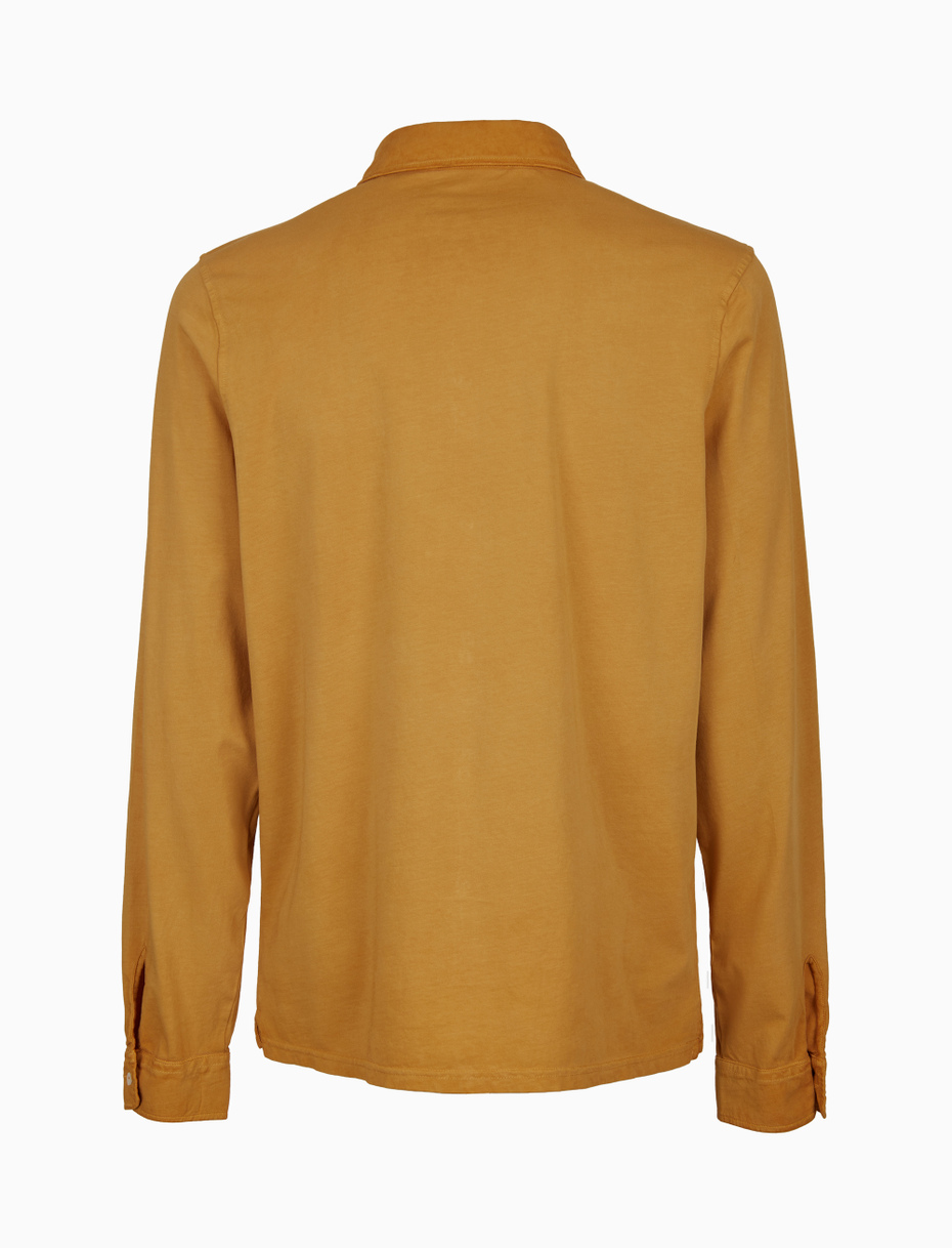 Men's yellow garment-dyed cotton polo shirt with round Gallo stamp - Gallo 1927 - Official Online Shop