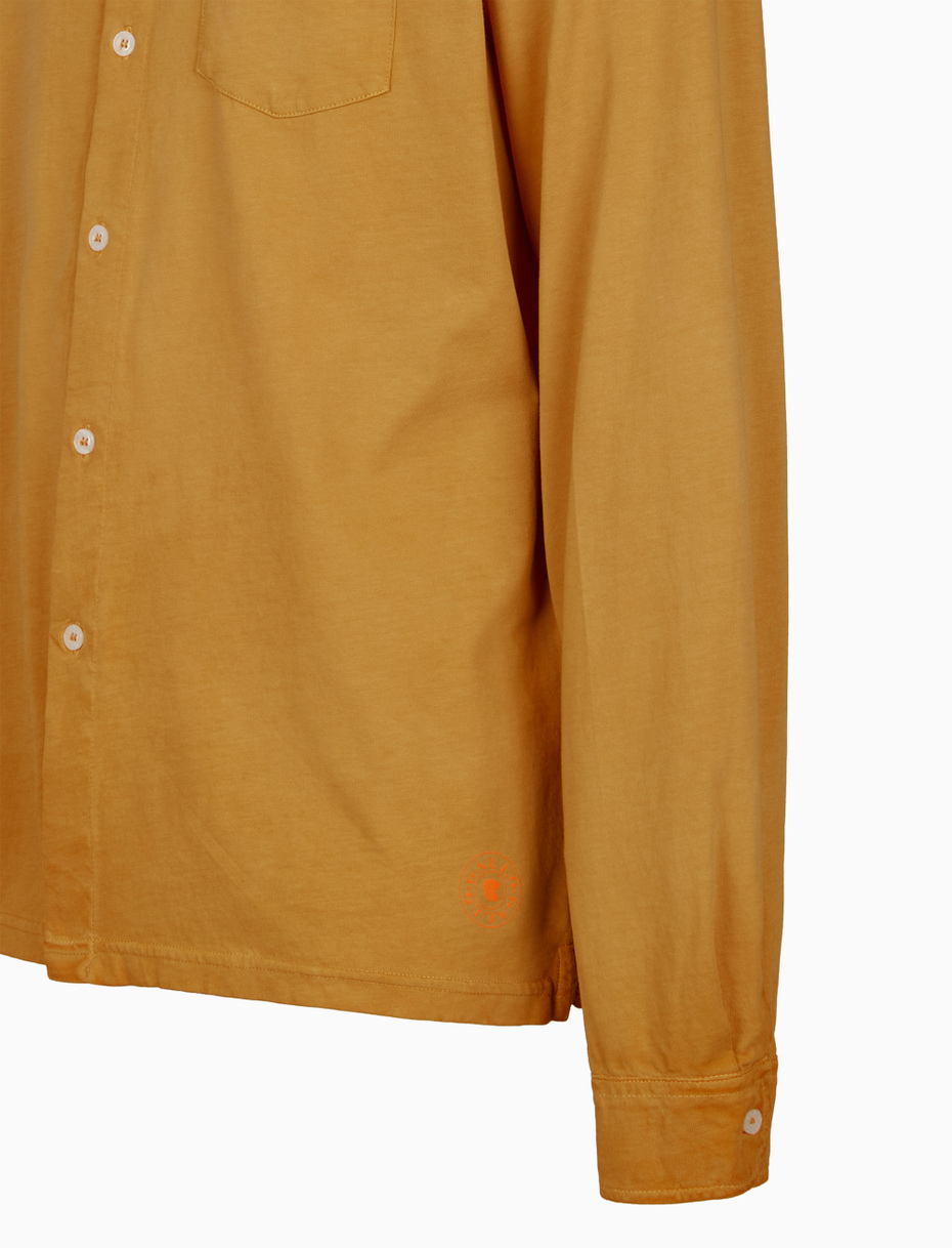 Men's yellow garment-dyed cotton polo shirt with round Gallo stamp - Gallo 1927 - Official Online Shop