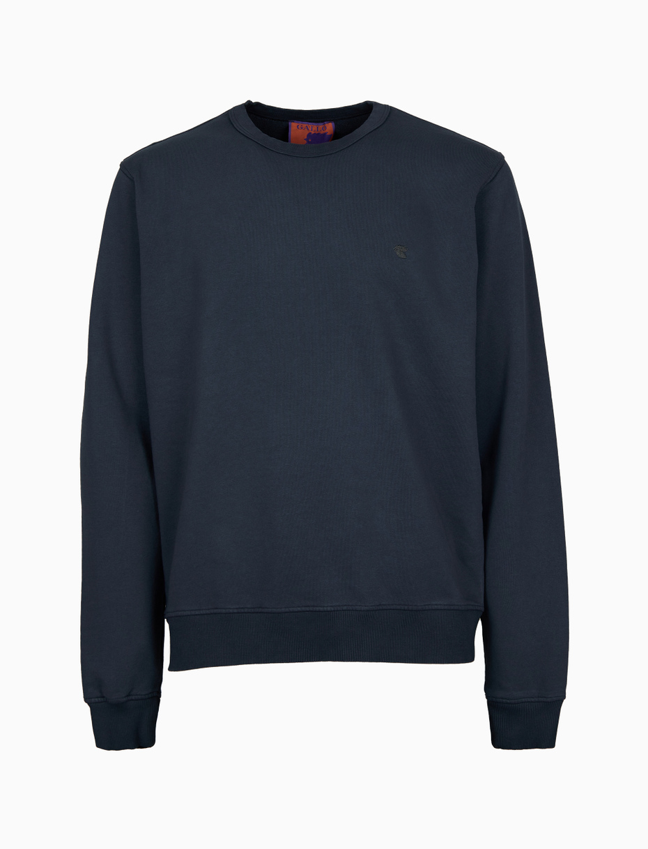 Unisex plain grey garment-dyed cotton crew-neck sweatshirt - Gallo 1927 - Official Online Shop