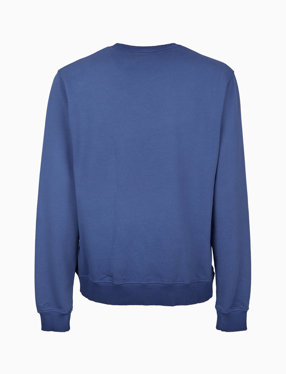 Unisex plain blue garment-dyed cotton sweatshirt with crew-neck - Gallo 1927 - Official Online Shop