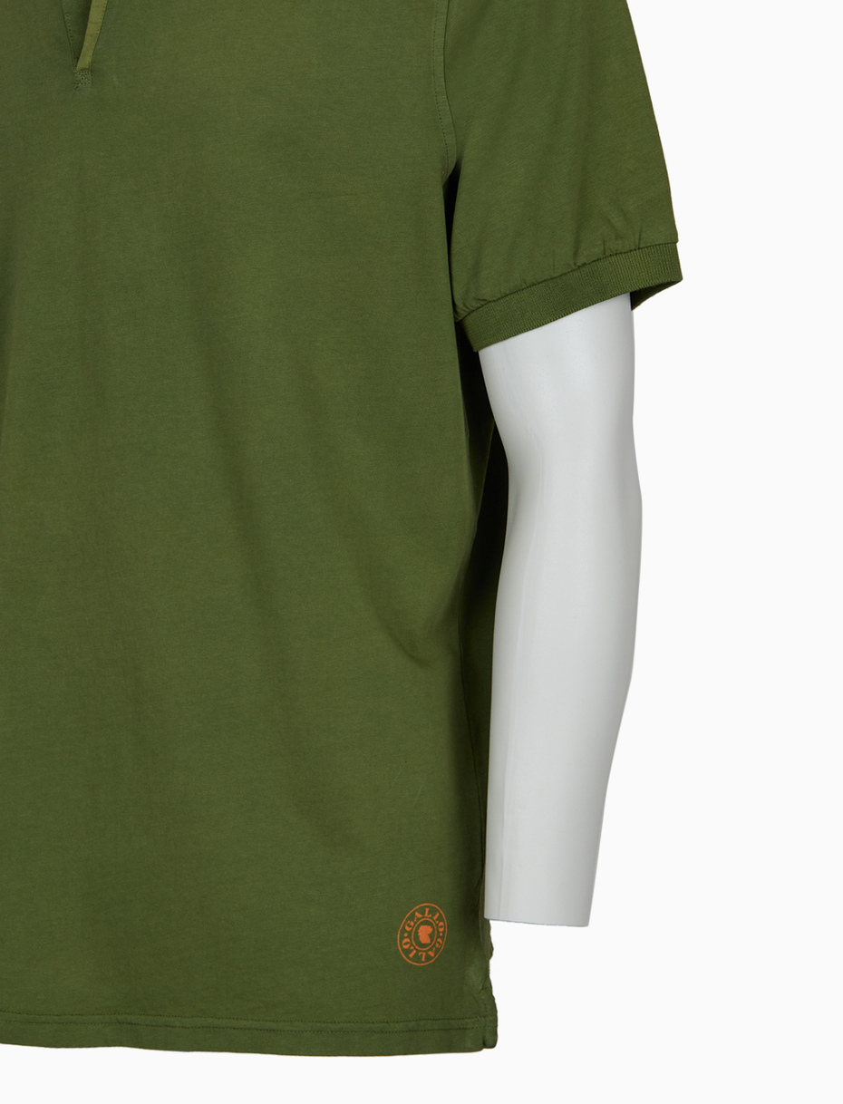 Unisex plain green garment-dyed cotton sweatshirt with crew-neck - Gallo 1927 - Official Online Shop