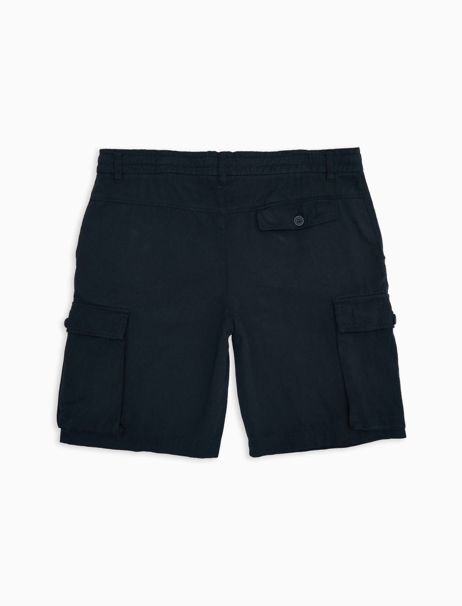 Unisex plain grey garment-dyed cotton cargo shorts - Gallo 1927 - Official Online Shop