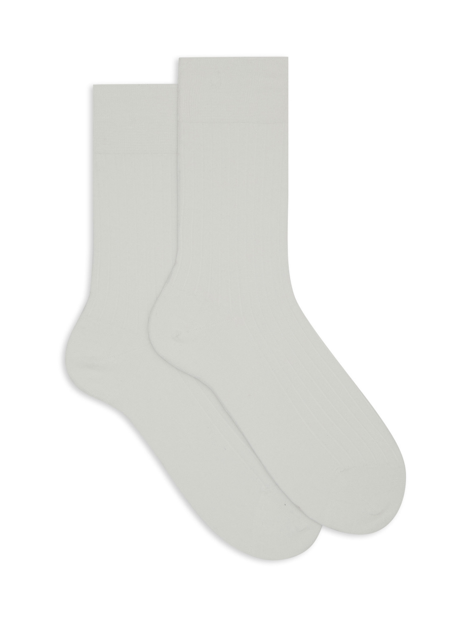 Women's short plain white ribbed cotton socks - Gallo 1927 - Official Online Shop