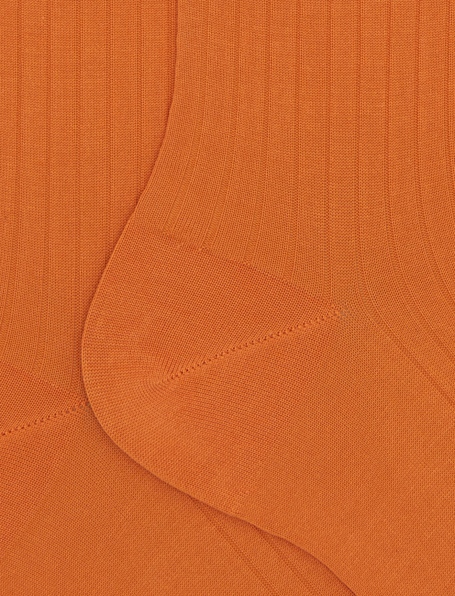 Women's short plain orange ribbed cotton socks - Gallo 1927 - Official Online Shop