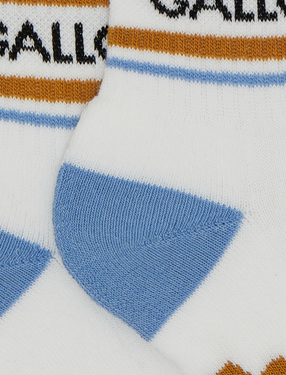Kids' short white cotton terry cloth socks with stripes - Gallo 1927 - Official Online Shop