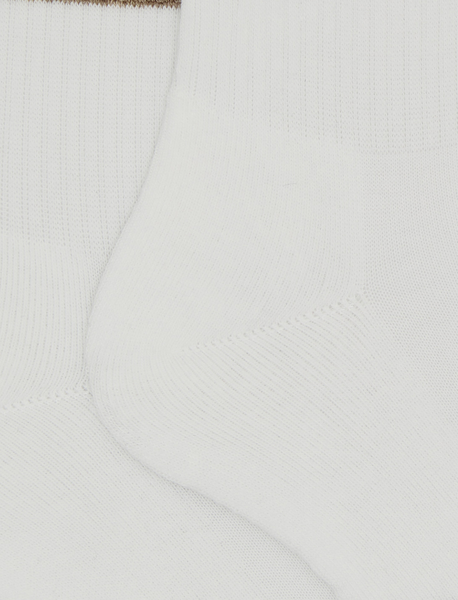 Calze corte unisex in spugna di cotone a righe bianco - Gallo 1927 - Official Online Shop
