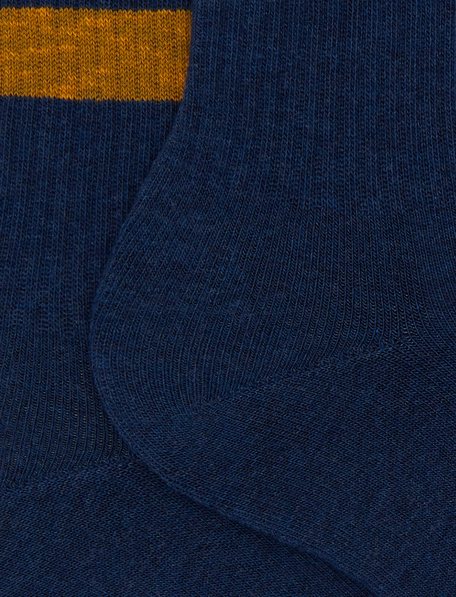 Calze corte unisex spugna di cotone blu con righe in contrasto di colore - Gallo 1927 - Official Online Shop