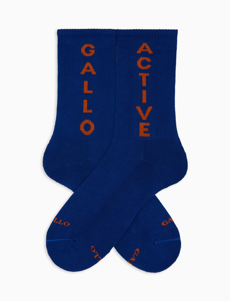 Calze corte unisex in spugna di cotone con scritta gallo active blu - Gallo 1927 - Official Online Shop