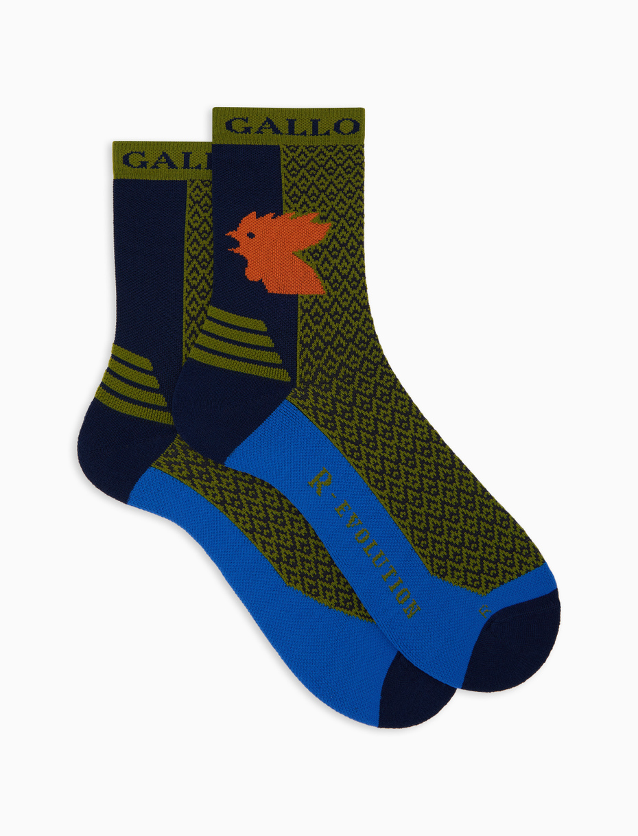Calze corte unisex spugna tecnica blu fantasia triangolini - Gallo 1927 - Official Online Shop