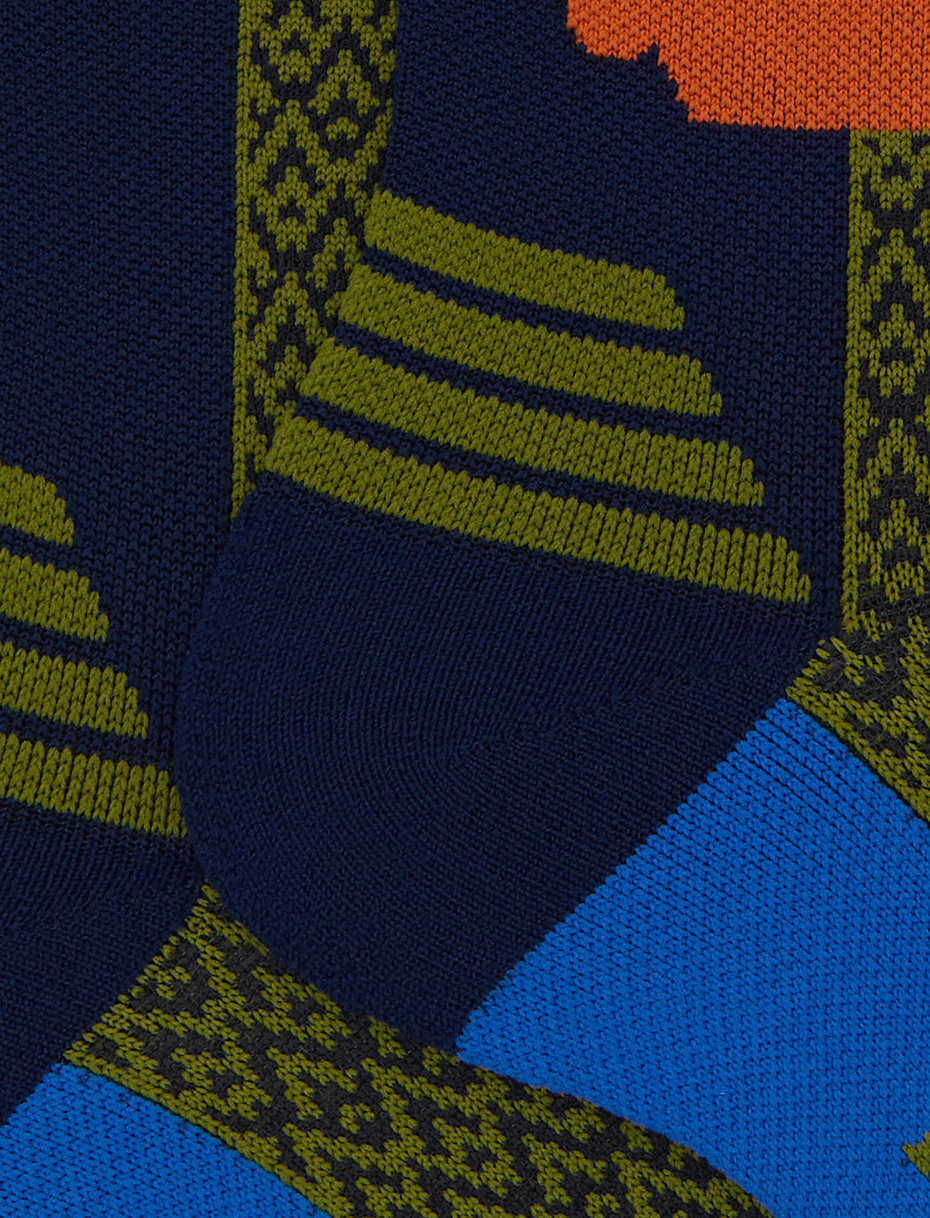 Calze corte unisex spugna tecnica blu fantasia triangolini - Gallo 1927 - Official Online Shop