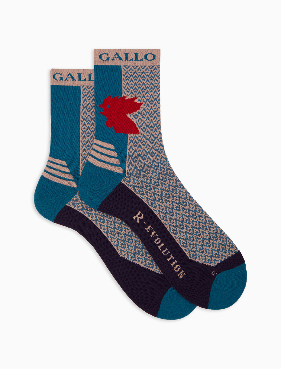 Calze corte unisex spugna tecnica blu fantasia triangolini - Gallo 1927 - Official Online Shop