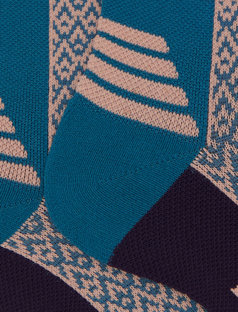 Calze corte unisex spugna tecnica blu fantasia triangolini - Gallo 1927 - Official Online Shop