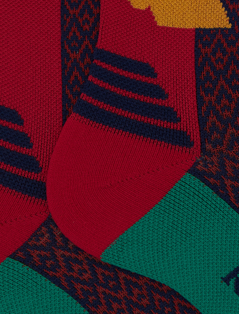 Calze corte unisex spugna tecnica rosso fantasia triangolini - Gallo 1927 - Official Online Shop