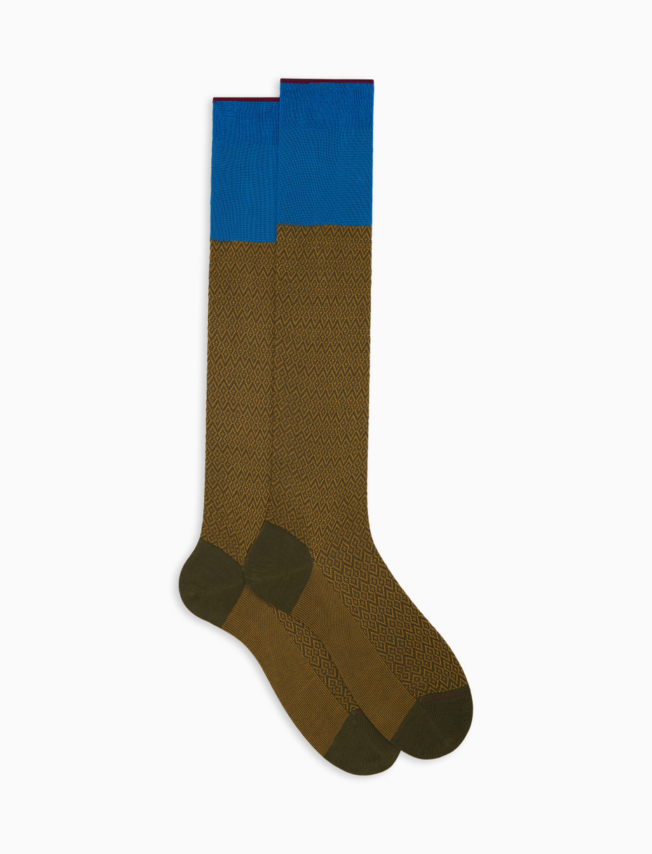Calze lunghe uomo cotone fantasia losanghe verde - Gallo 1927 - Official Online Shop