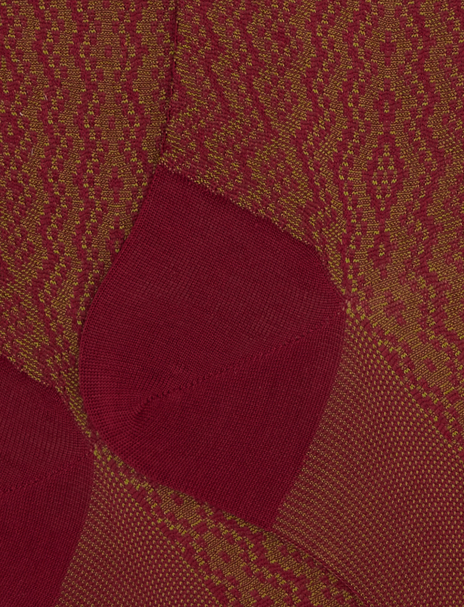 Men's long red cotton socks with vertical chevron motif - Gallo 1927 - Official Online Shop