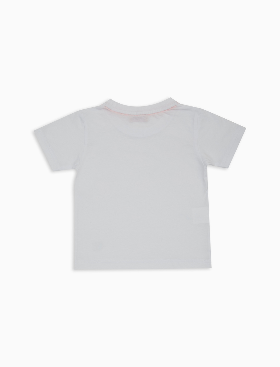 T-shirt bambino cotone tinta unita con stampa galletto colorato bianco - Gallo 1927 - Official Online Shop