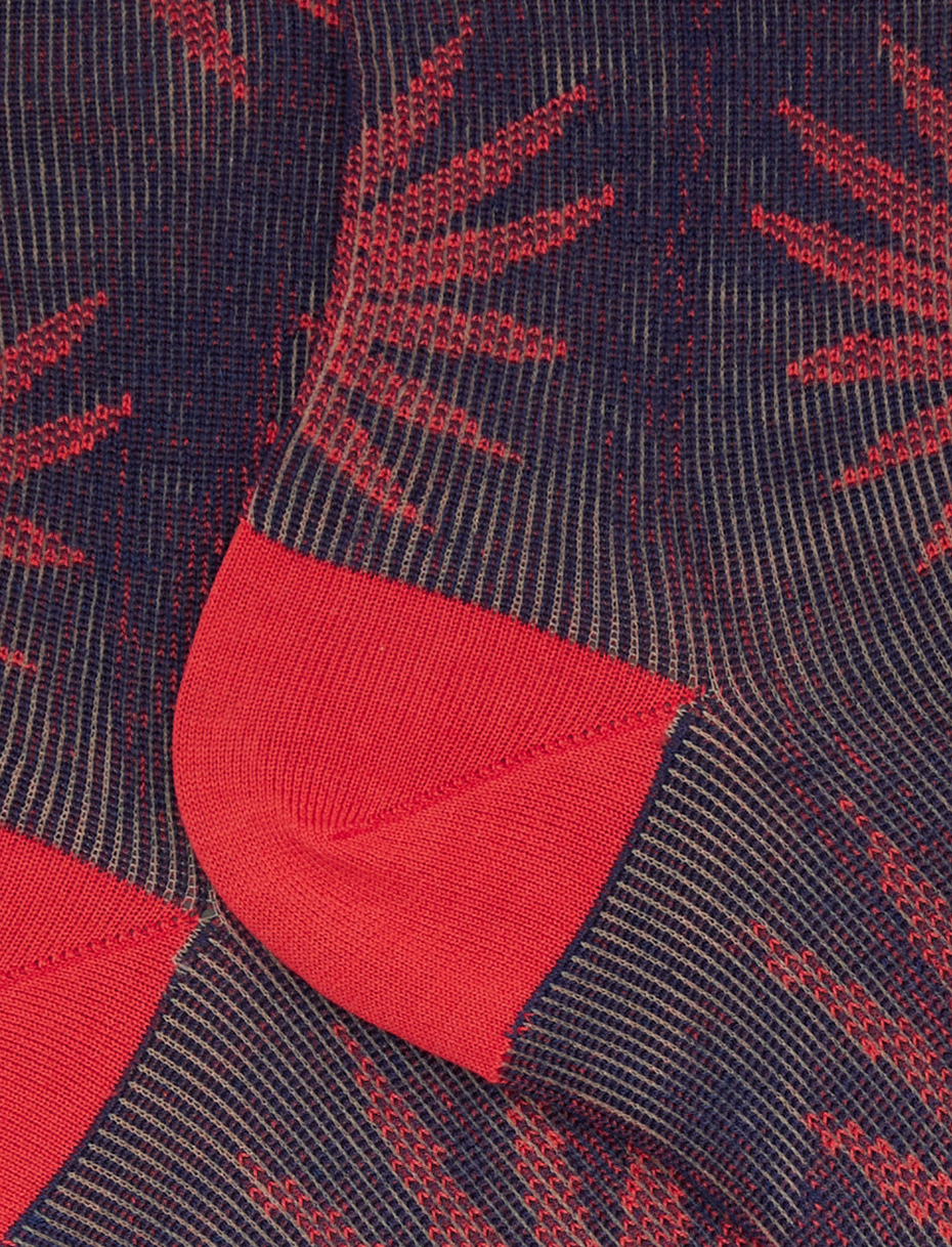 Women's short blue cotton socks with leaf motif - Gallo 1927 - Official Online Shop
