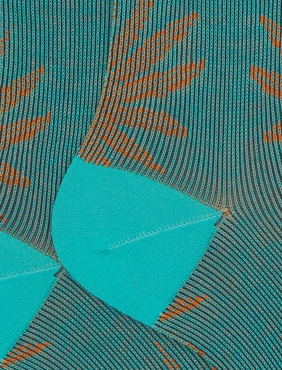 Men's short light blue cotton socks with leaf motif - Gallo 1927 - Official Online Shop