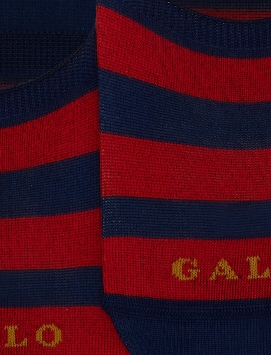 Unisex blue cotton invisible socks with two-tone stripe pattern - Gallo 1927 - Official Online Shop