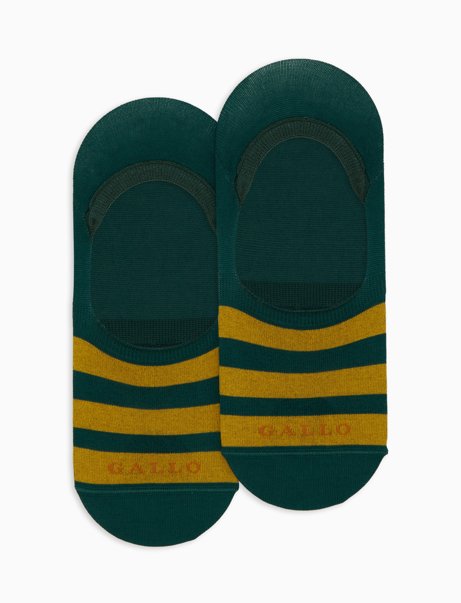Unisex green cotton invisible socks with two-tone stripe pattern - Gallo 1927 - Official Online Shop
