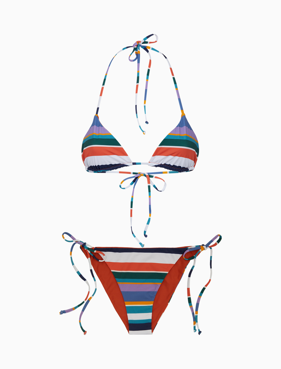 Bikini triangolo donna righe multicolor bianco - Gallo 1927 - Official Online Shop