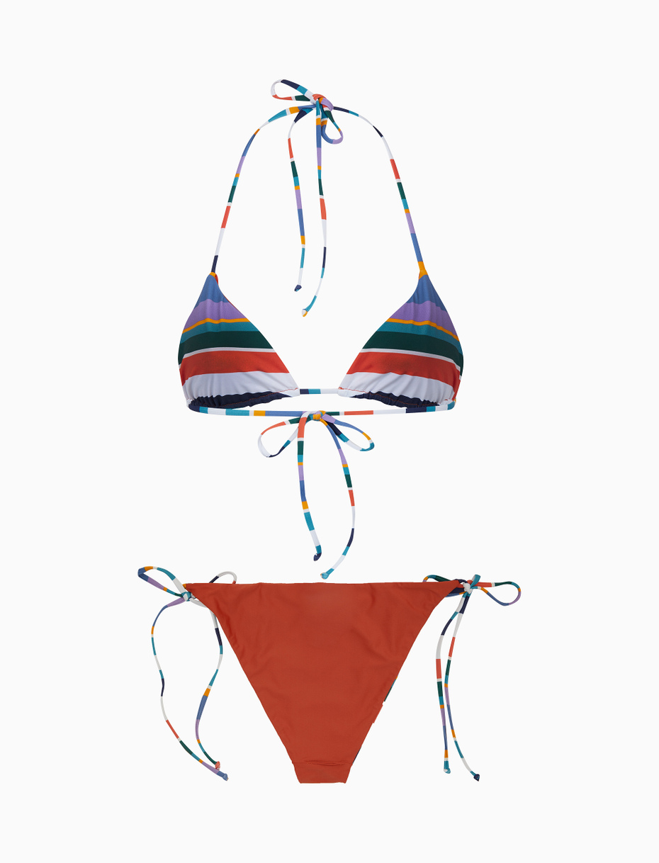 Bikini triangolo donna righe multicolor bianco - Gallo 1927 - Official Online Shop