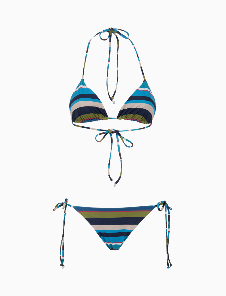 Bikini triangolo donna righe multicolor blu - Gallo 1927 - Official Online Shop
