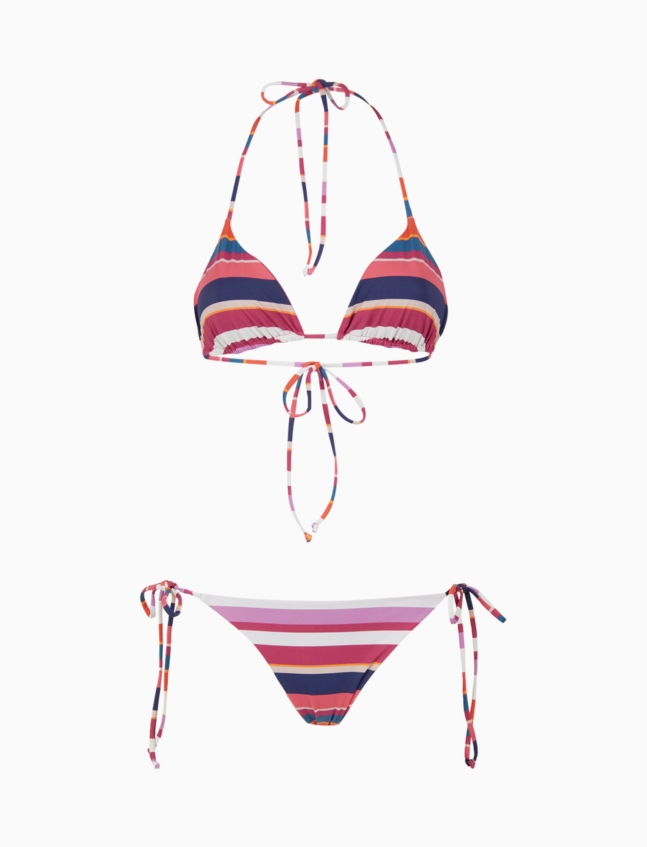 Bikini triangolo donna righe multicolor bianco - Gallo 1927 - Official Online Shop