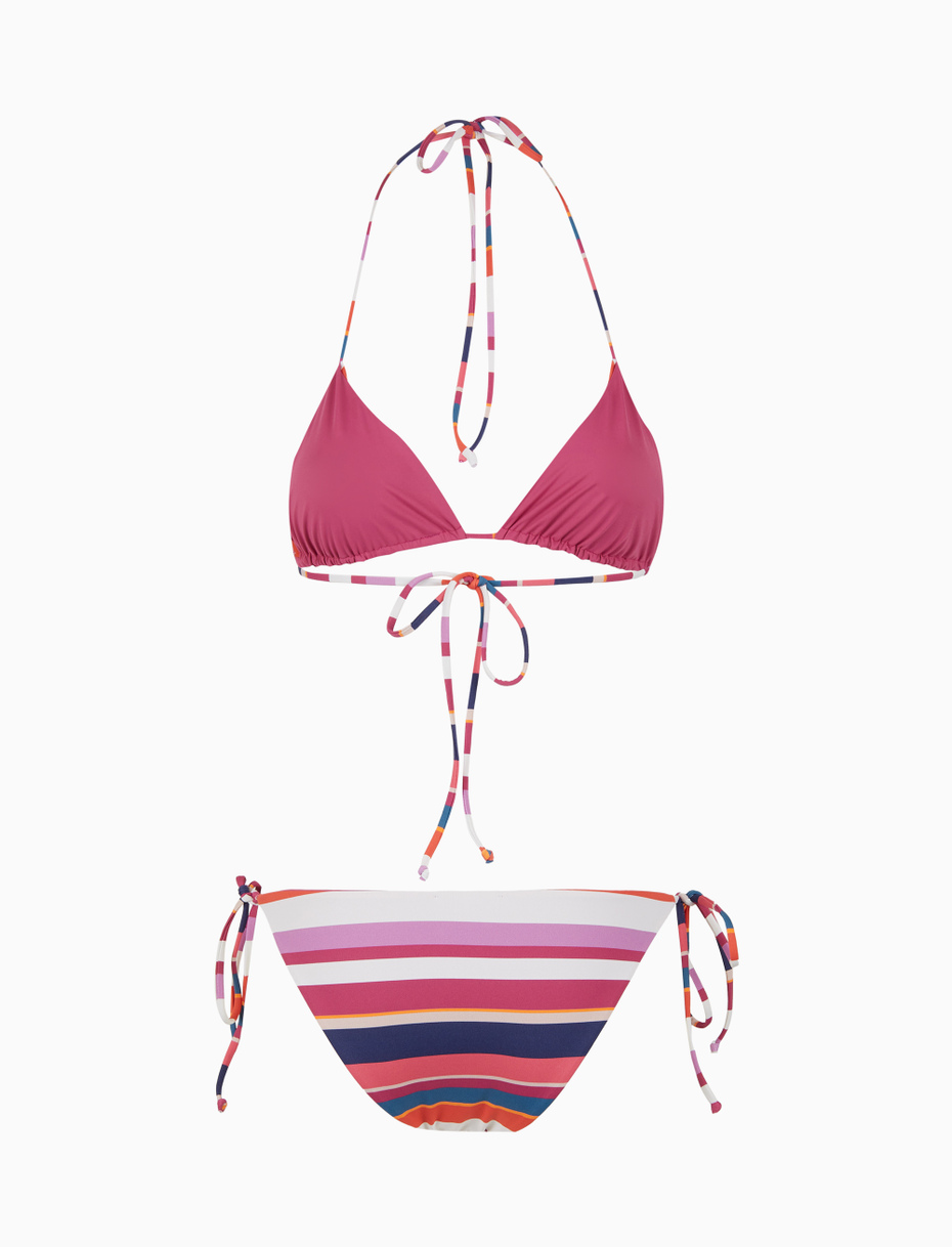Bikini triangolo donna righe multicolor bianco - Gallo 1927 - Official Online Shop