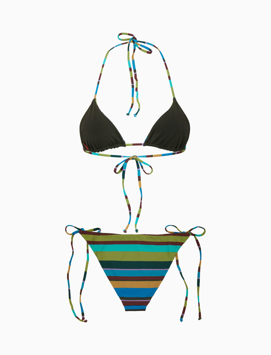 Bikini triangolo donna righe multicolor verde - Gallo 1927 - Official Online Shop