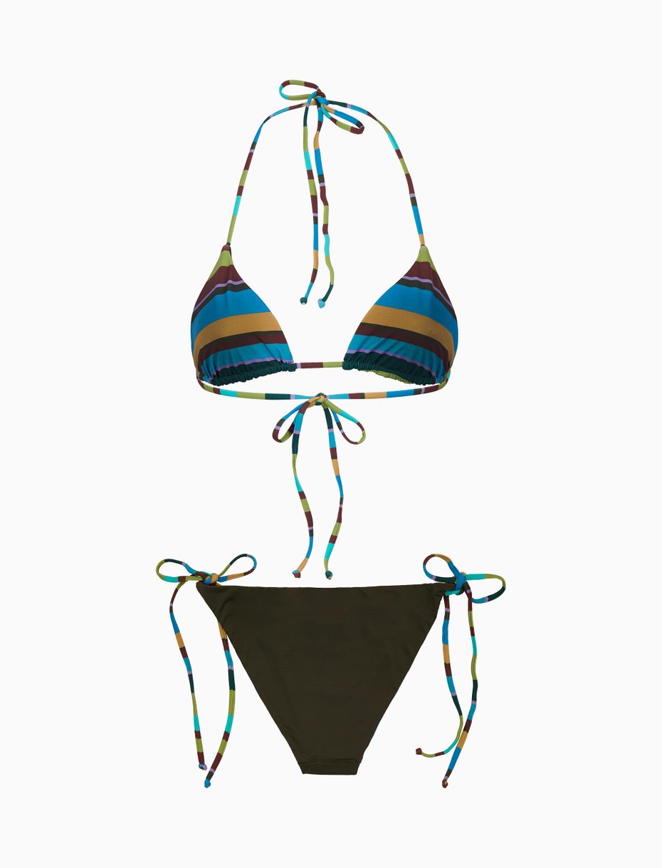 Bikini triangolo donna righe multicolor verde - Gallo 1927 - Official Online Shop