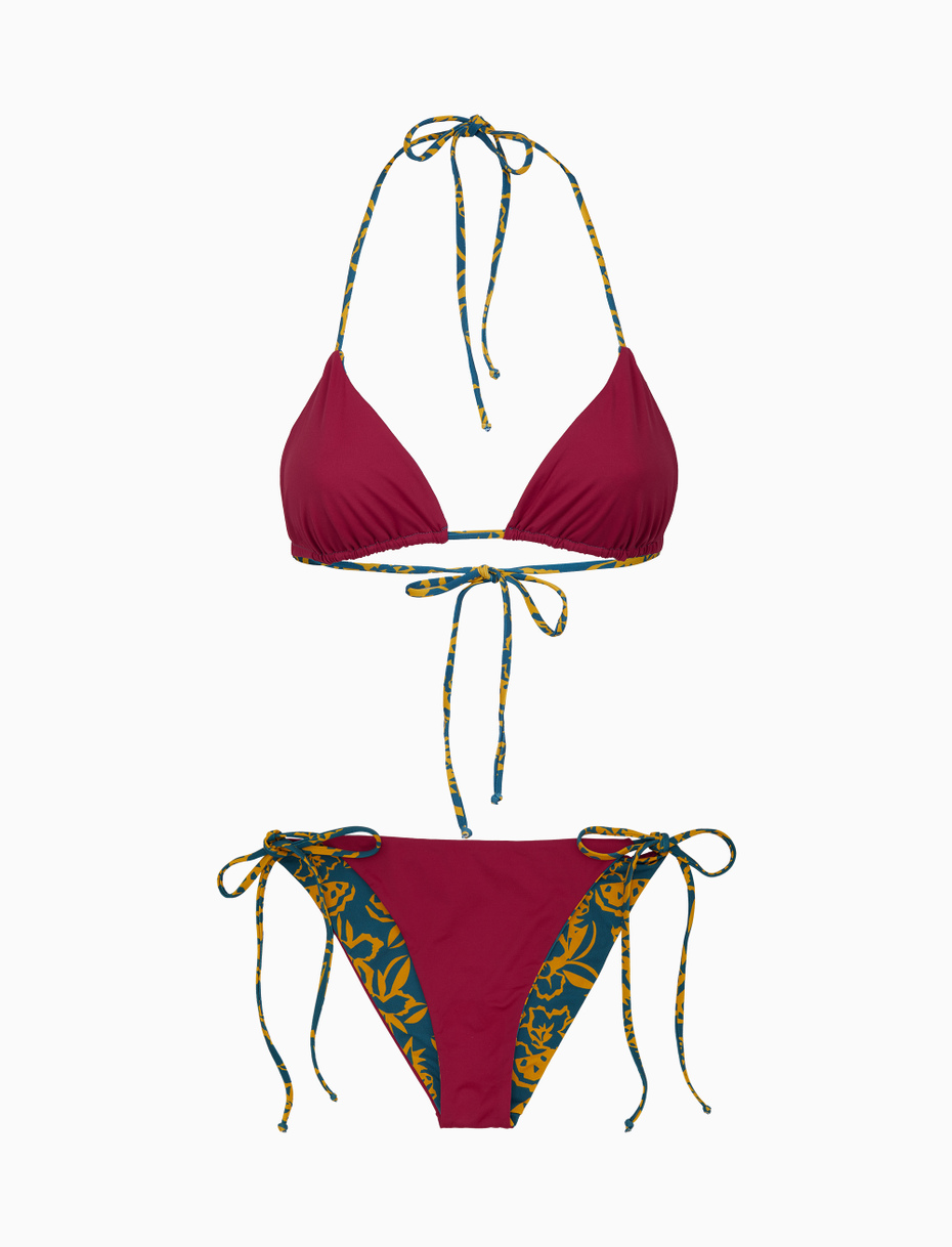 Bikini triangolo donna fantasia fiori ananas e angurie azzurro - Gallo 1927 - Official Online Shop