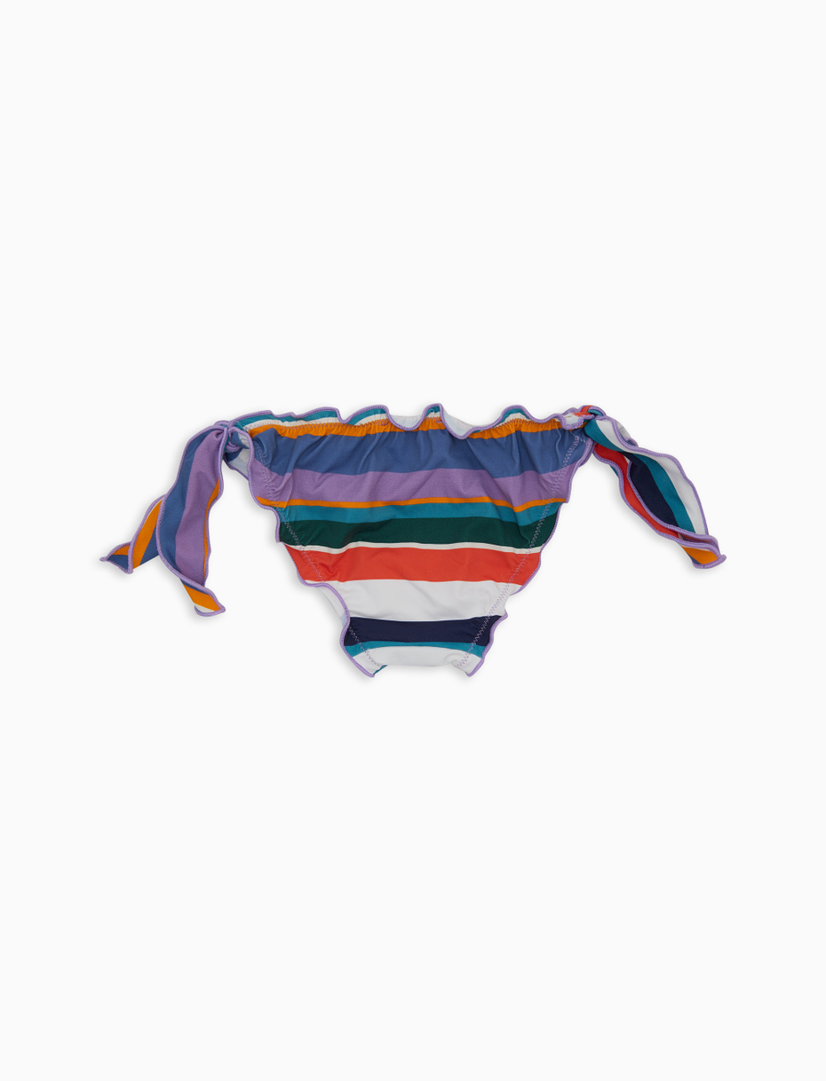 Girls' white swimming briefs with multicoloured stripes - Gallo 1927 - Official Online Shop