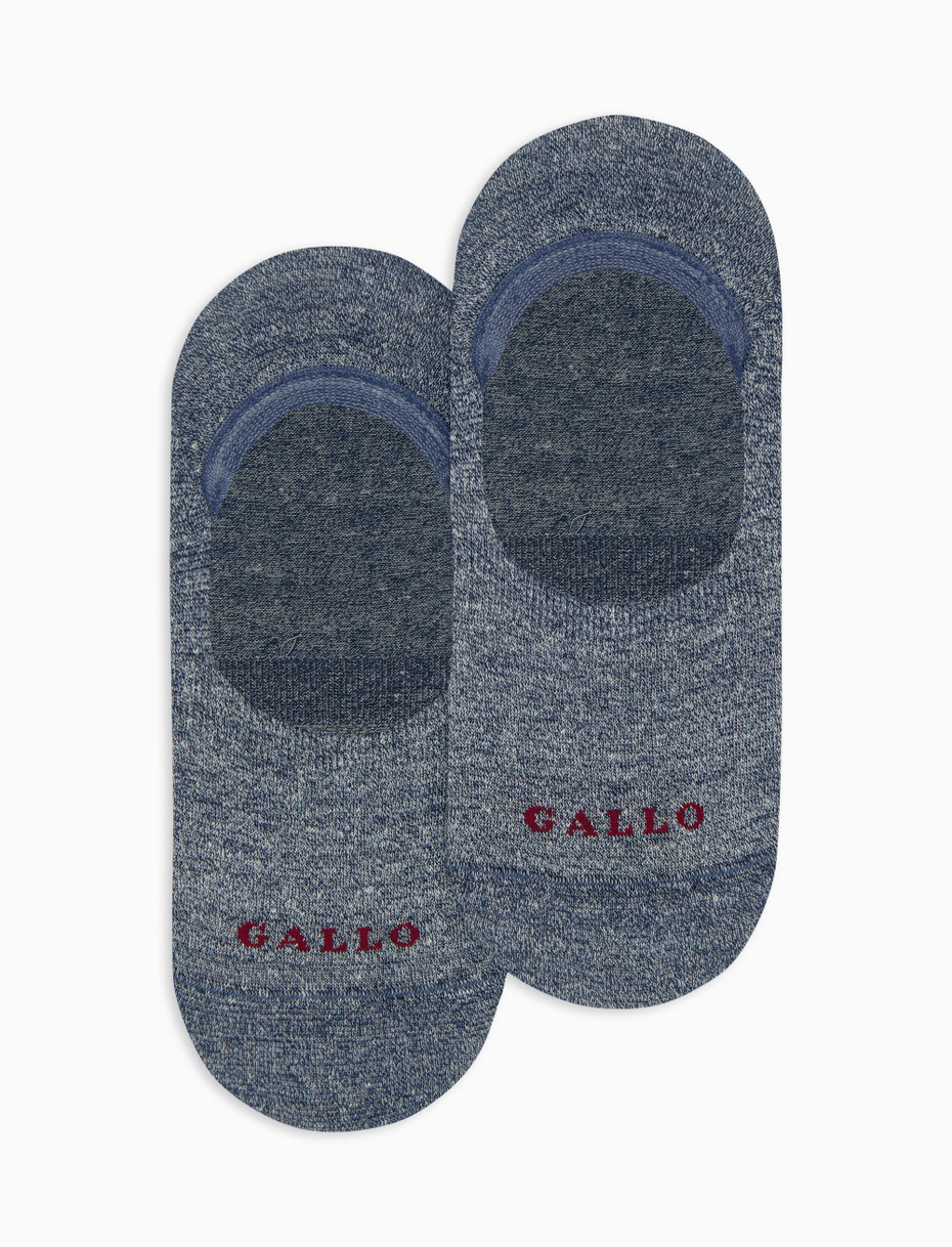 Unisex plain blue linen and slub cotton invisible socks - Gallo 1927 - Official Online Shop