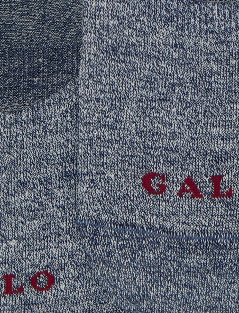 Unisex plain blue linen and slub cotton invisible socks - Gallo 1927 - Official Online Shop