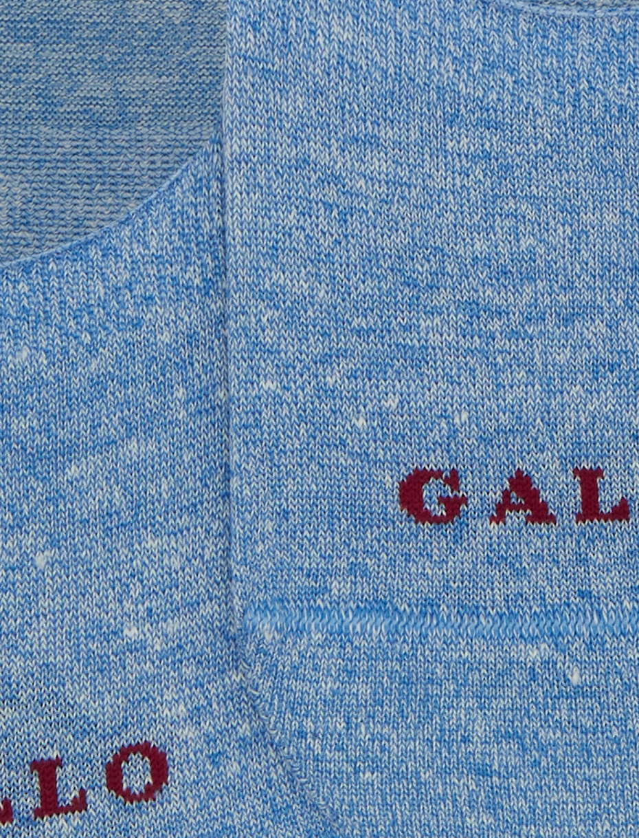 Unisex plain light blue linen and slub cotton invisible socks - Gallo 1927 - Official Online Shop