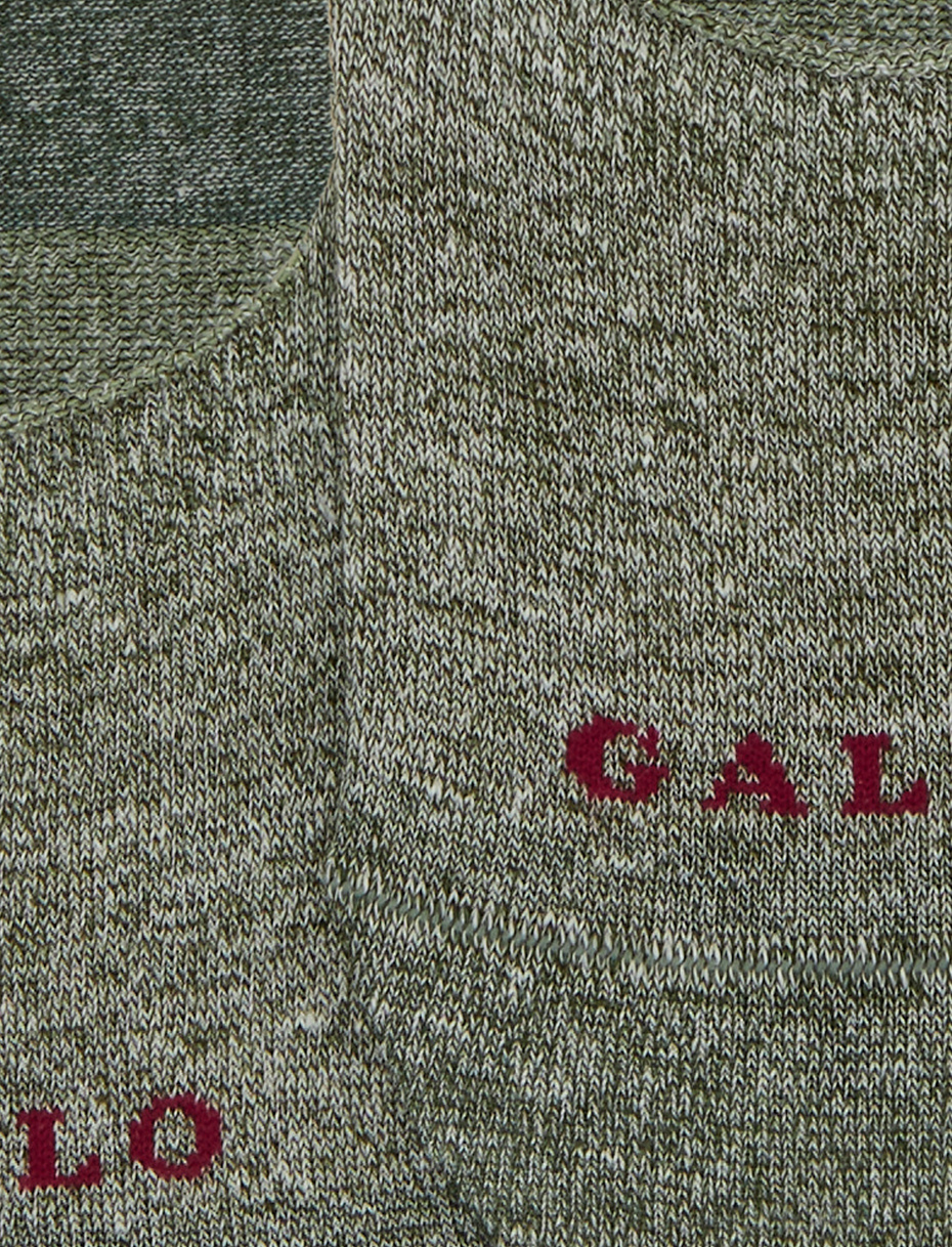 Unisex plain green linen and slub cotton invisible socks - Gallo 1927 - Official Online Shop