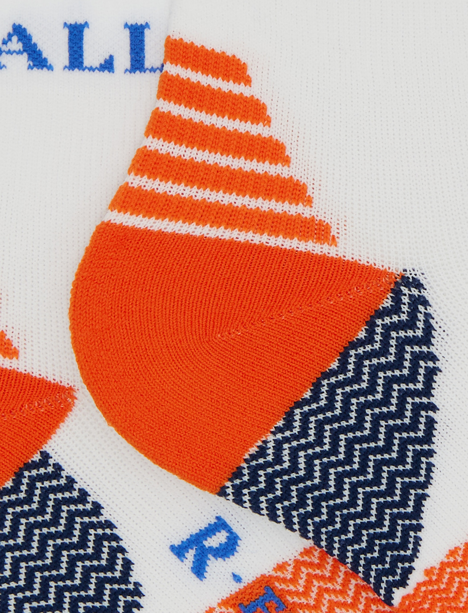 Unisex super short white technical terry cloth socks with chevron motif - Gallo 1927 - Official Online Shop