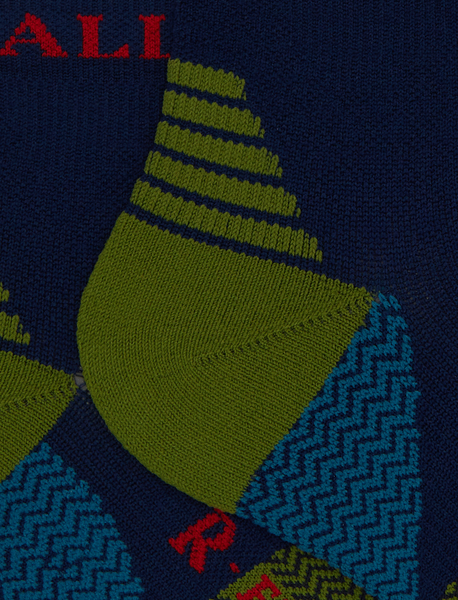 Unisex super short blue technical terry cloth socks with chevron motif - Gallo 1927 - Official Online Shop