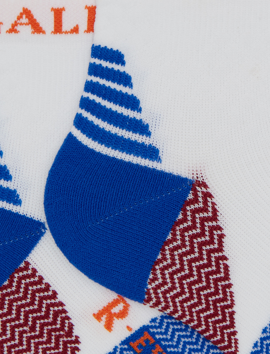Unisex super short white technical terry cloth socks with chevron motif - Gallo 1927 - Official Online Shop