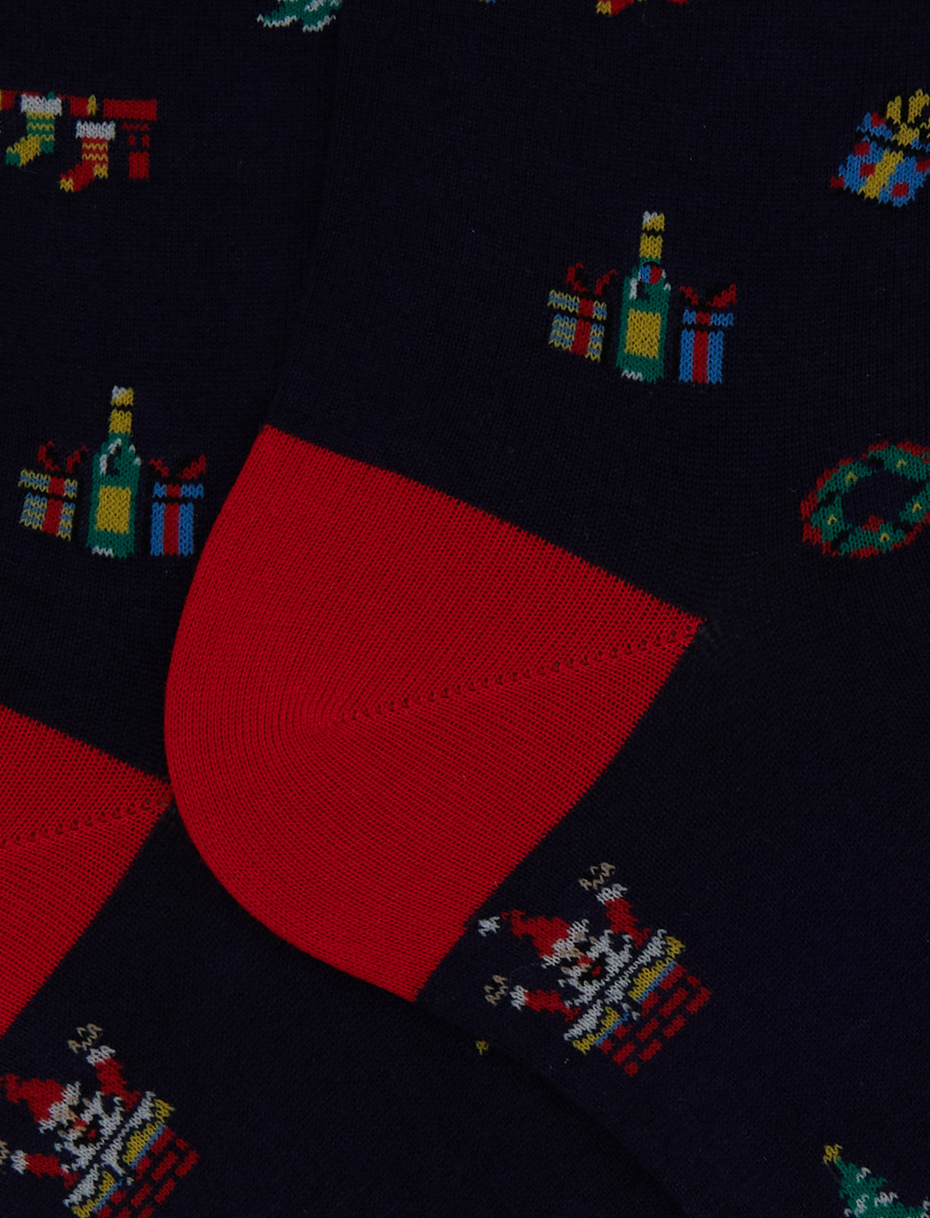 Calze corte uomo cotone blu fantasia mix natalizio - Gallo 1927 - Official Online Shop