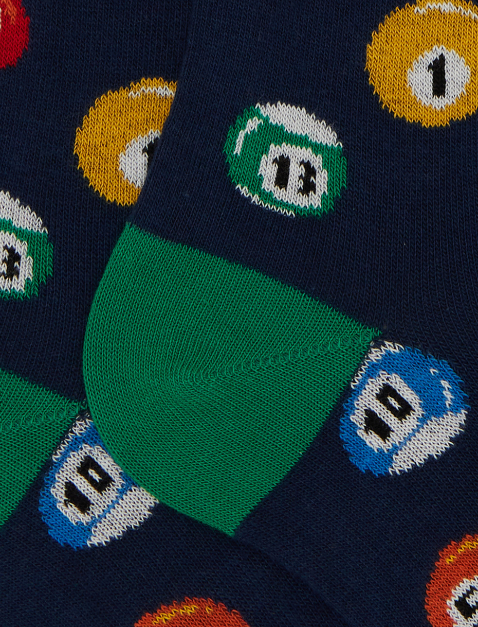 Calze lunghe donna cotone blu fantasia palle da biliardo - Gallo 1927 - Official Online Shop