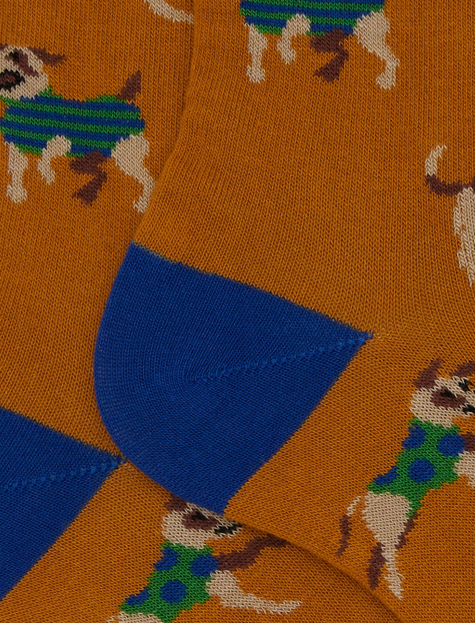 Calze corte uomo cotone giallo fantasia cani - Gallo 1927 - Official Online Shop