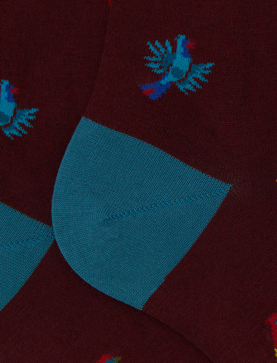 Calze corte uomo cotone bordò fantasia picchio - Gallo 1927 - Official Online Shop