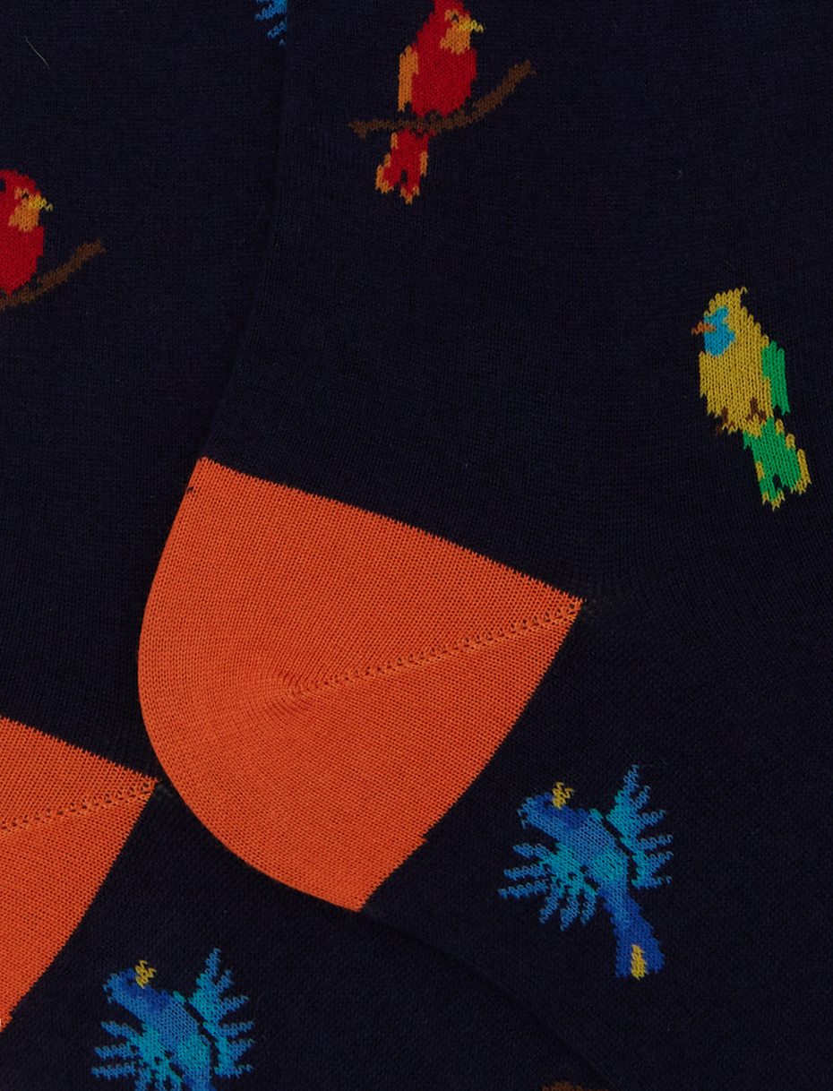 Calze lunghe donna cotone blu fantasia picchio - Gallo 1927 - Official Online Shop