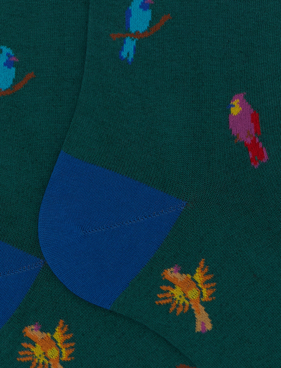 Calze lunghe donna cotone verde fantasia picchio - Gallo 1927 - Official Online Shop
