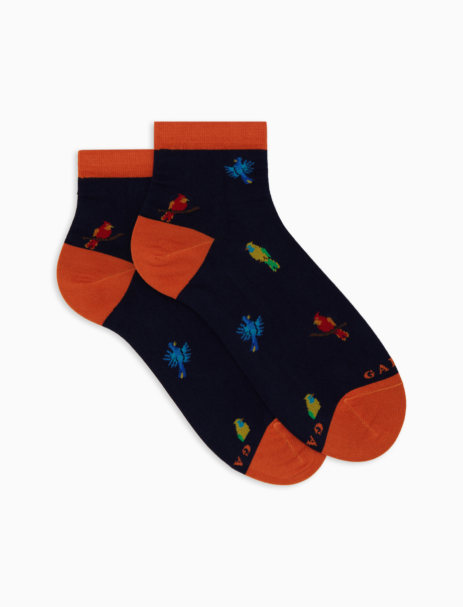 Calze cortissime donna cotone blu fantasia picchio - Gallo 1927 - Official Online Shop
