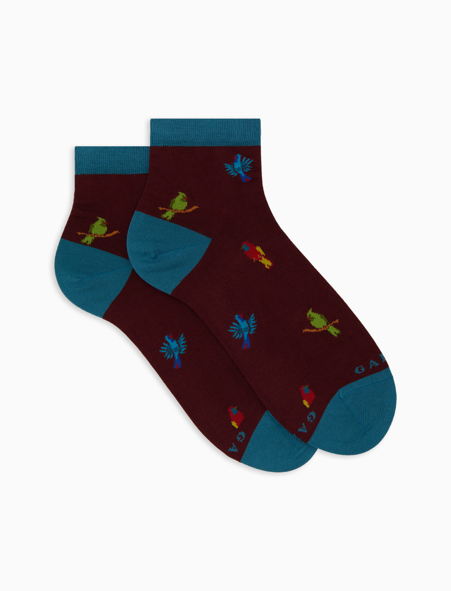 Calze cortissime donna cotone bordò fantasia picchio - Gallo 1927 - Official Online Shop