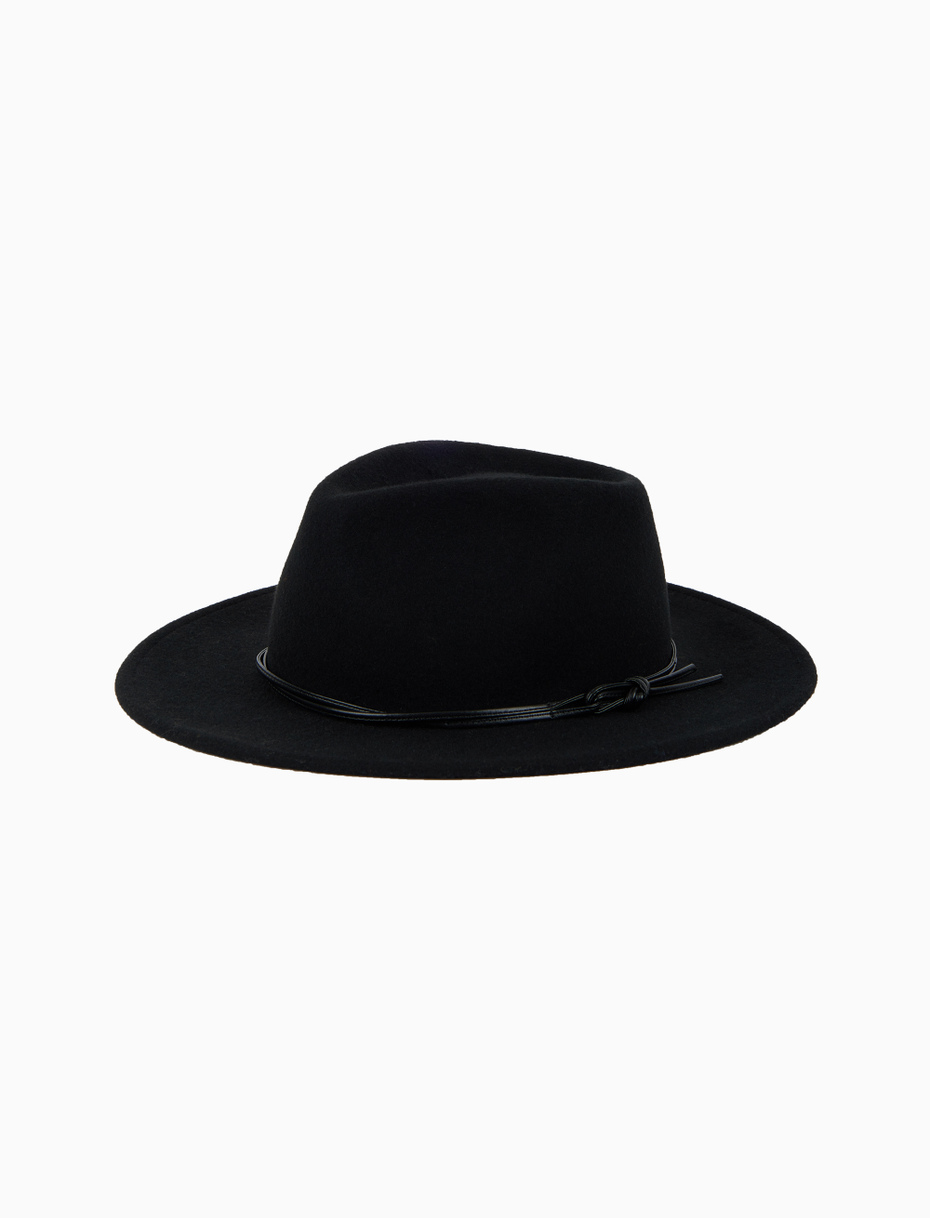 Cappello tesa larga donna feltro nero tinta unita - Gallo 1927 - Official Online Shop