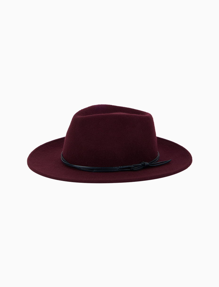 Women's wide-brimmed hat in plain burgundy felt - Gallo 1927 - Official Online Shop